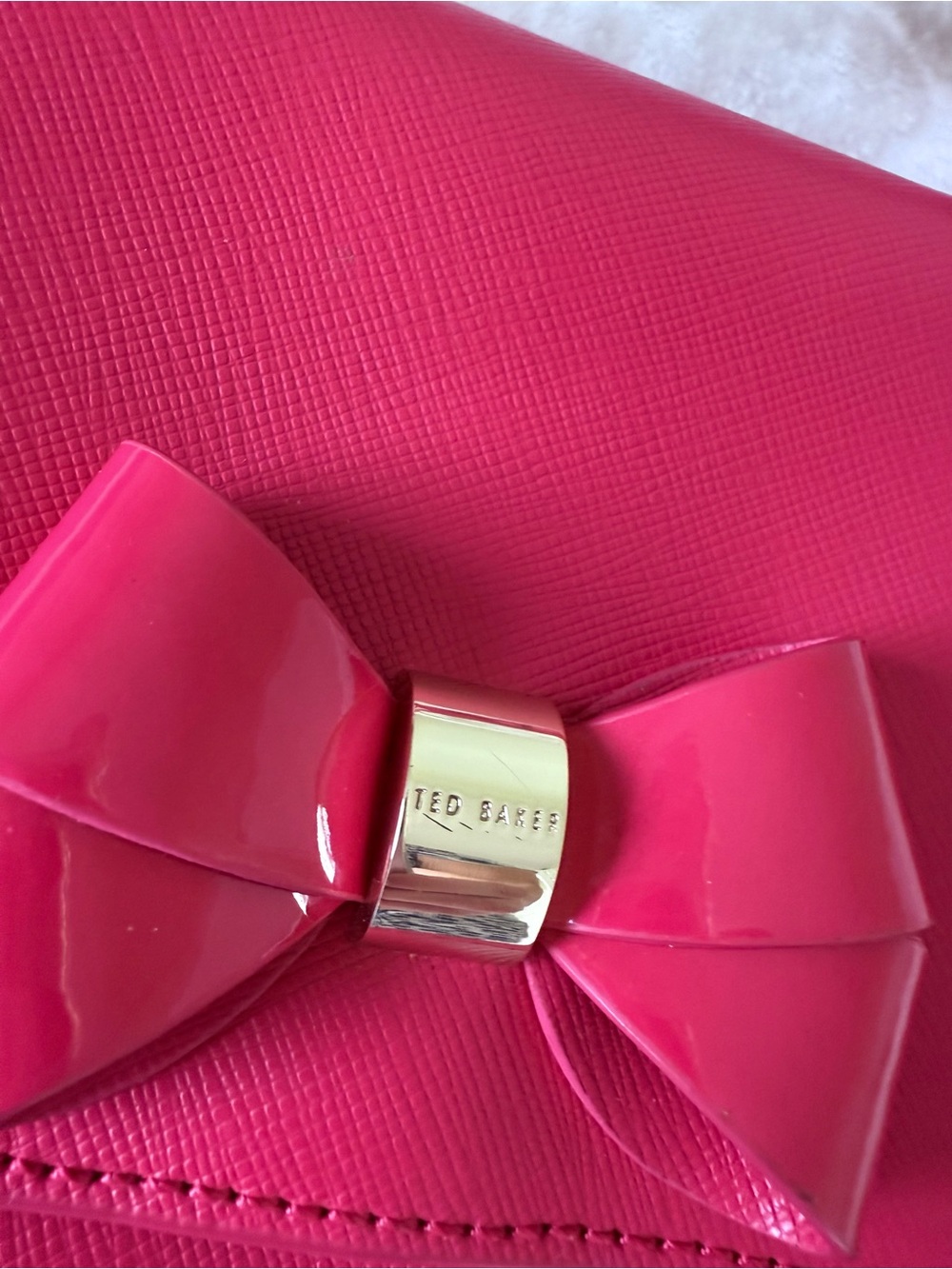 Ted Baker Women's Fuchsia Leather Angiee Bow Detail Mini Shoulder Bag Crossbody - Picture 3 of 13